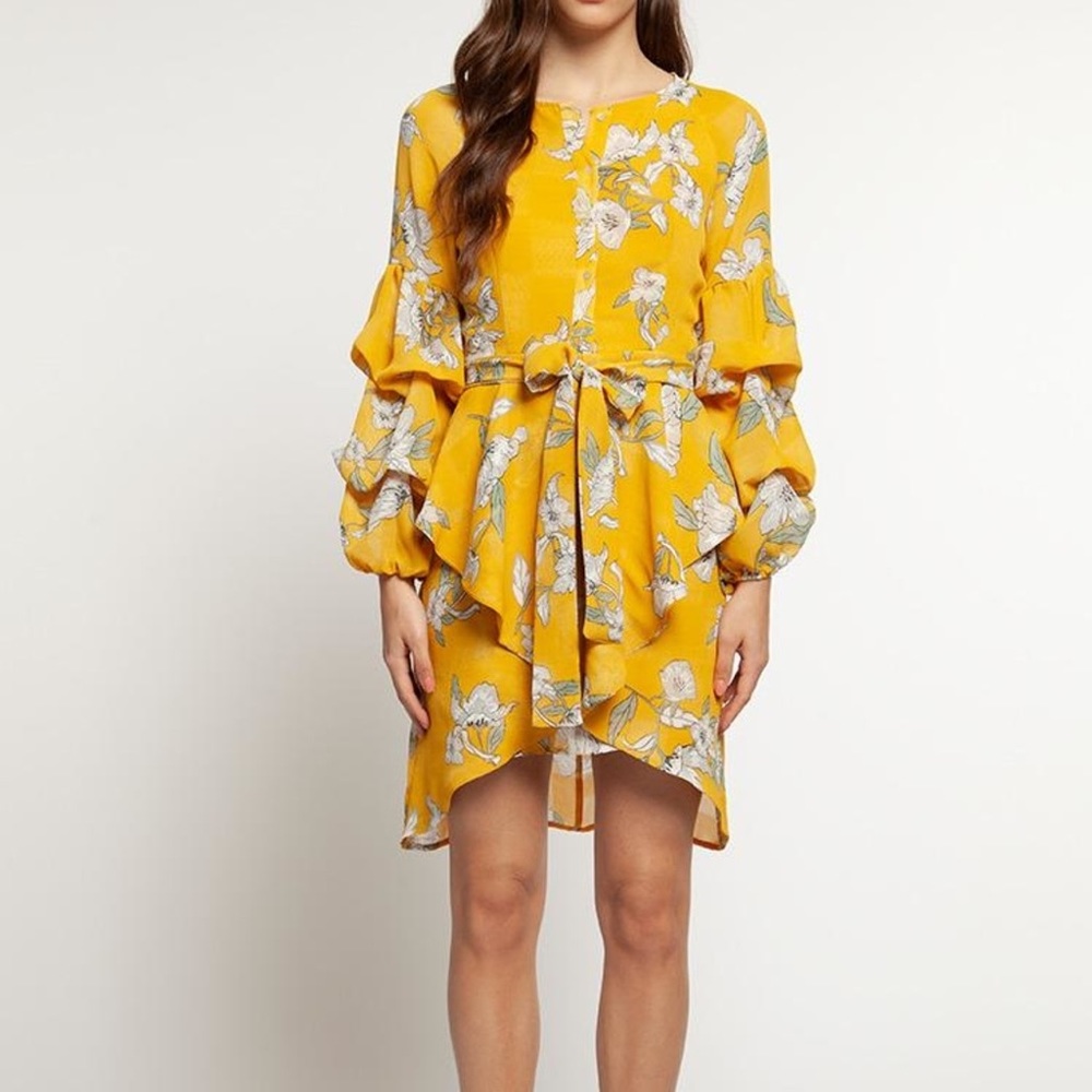 NWT yellow Dress with floral print